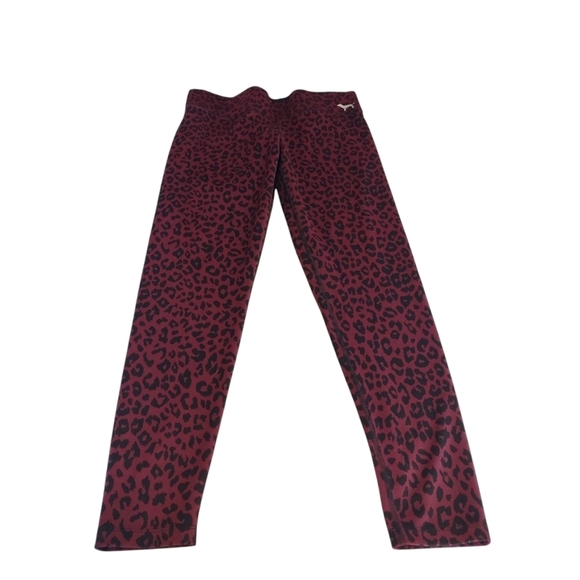 PINK Victoria's Secret Women's Maroon Black Animal Print Leggings Pants … - Picture 3 of 8
